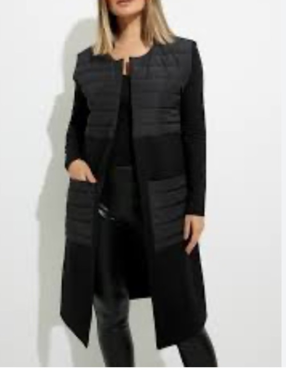 Joseph Ribkoff sleeveless puffer vest long black size 14